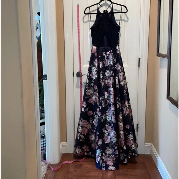 B.SMART  7  Fit & Flair Evening Gown Leg Slit Racerback w Lace inserts & Cutout - Picture 13 of 16